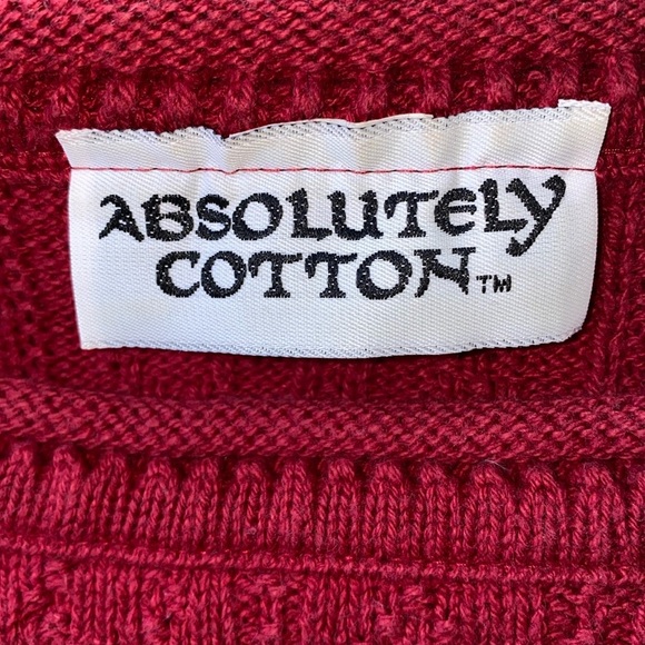 ABSOLUTELY COTTON knit sweater oversized long sleeve crewneck burgundy size M - Picture 4 of 9